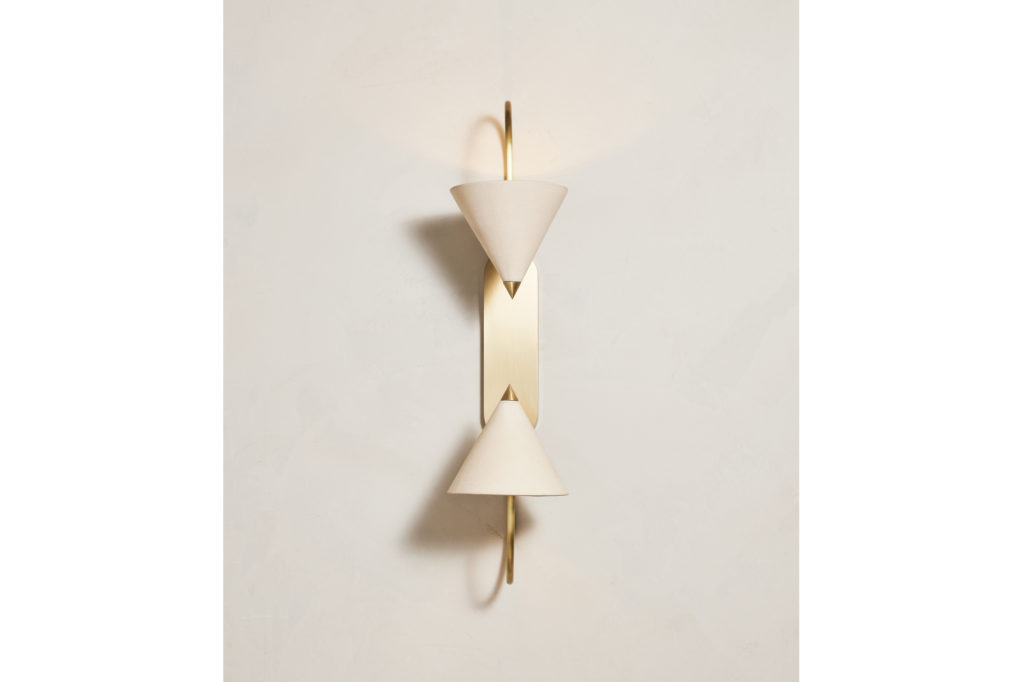 Farrah Sit Arc Ceramic and Brass Wall Sconce
